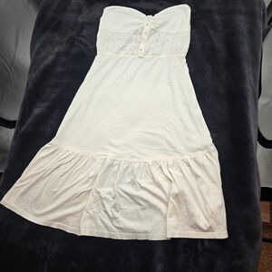 Theory Dress Small White Ruffle Soft Strapless‎ A-Line Tulip Tube Top Coverup